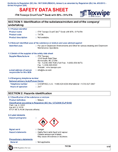 Safety data sheet of texwipe products