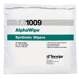 AlphaWipe TX1009 Dry, Non-Sterile, 100% polyester, cut-edge wipers