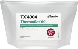 ThermaSeal™ 60 is made from 100% polyester with a sealed edge, cleanroom laundered. Available dry (ThermaSeal™), pre-wetted (ThermaSat™), sterile and non-sterile. TX4304